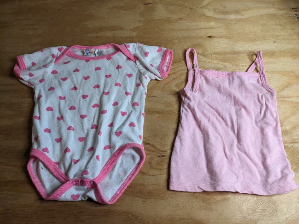 24 Month Girls Outfit Spring Summer Pink Hearts White Bodysuit One Piece Jumpsui